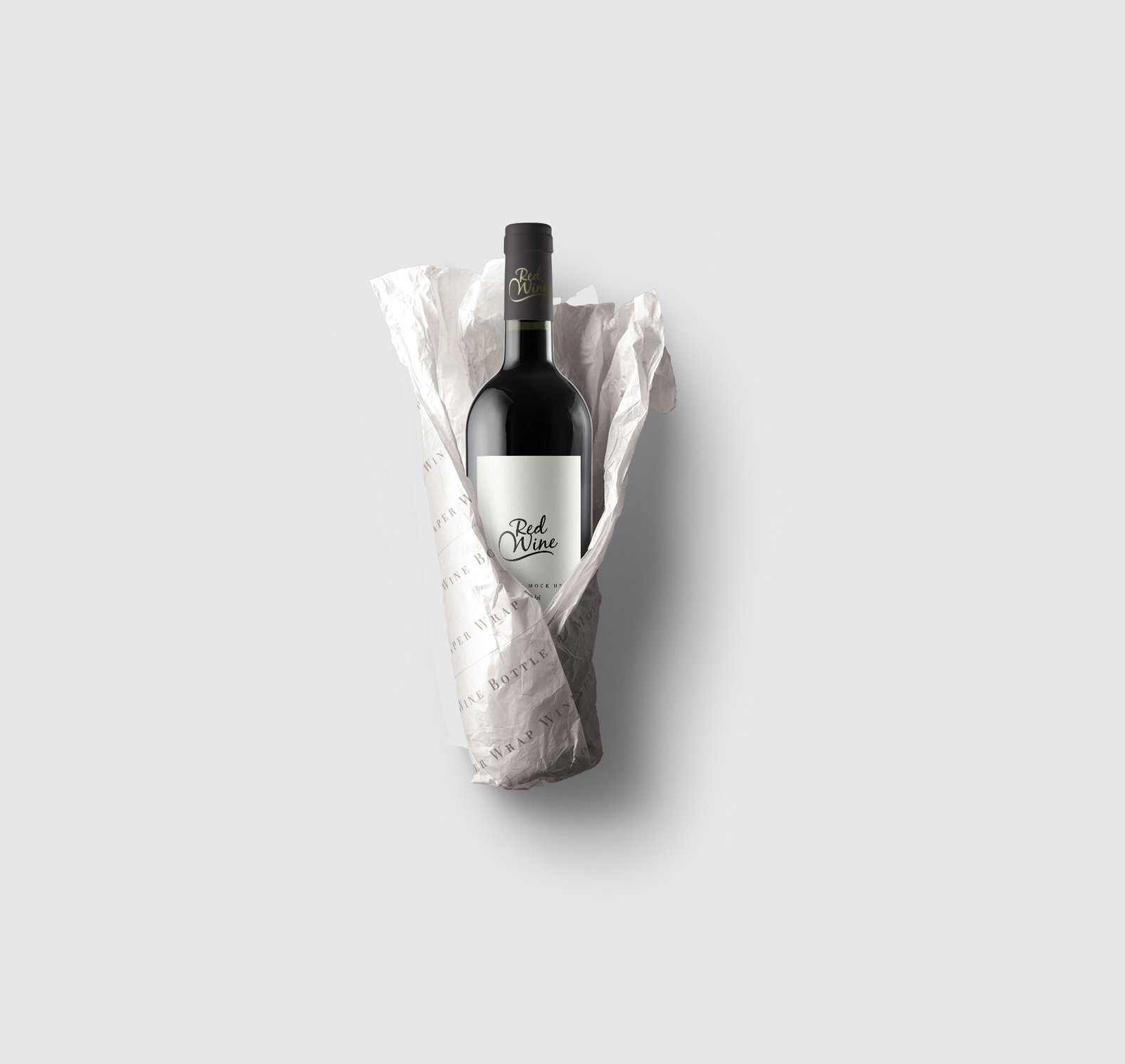 Paper Wrap Wine Bottle Mockup 1